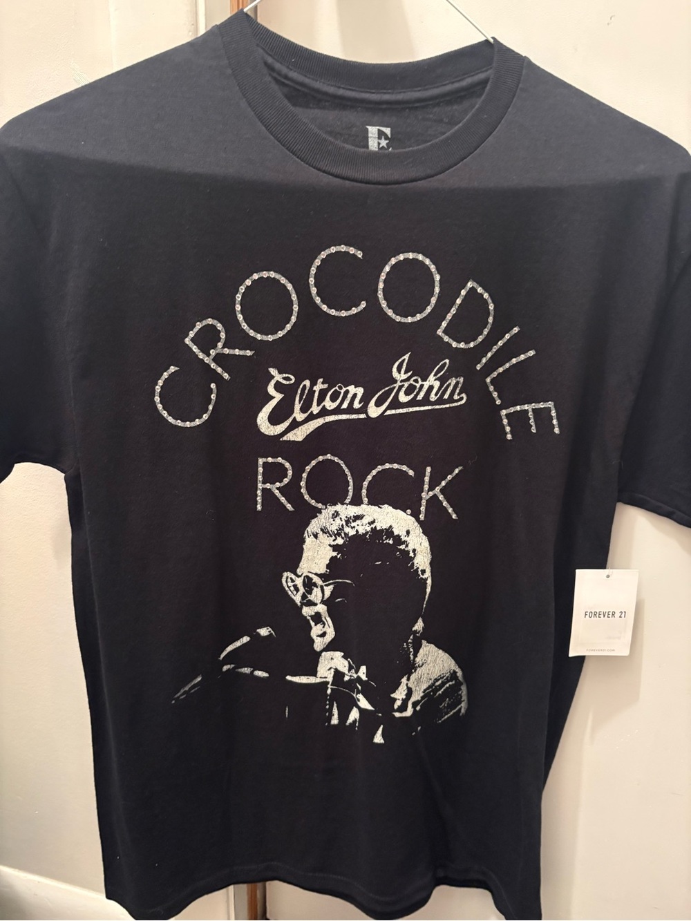 Elton John Forever 21 Black Graphic 'Crocodile Rock' Short Sleeve Tee